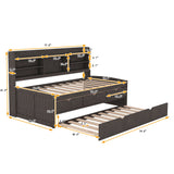 Captain Bed With Built In Bookshelves, 3 Storage Drawers, And Trundle
