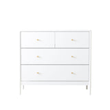 4 Drawer Kids Dresser With Antique Brass Pulls - White