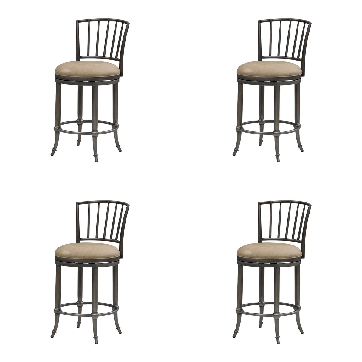 Vince - Commercial Grade Steel Frame Faux Leather Upholstered Swivel Counter Height Barstool
