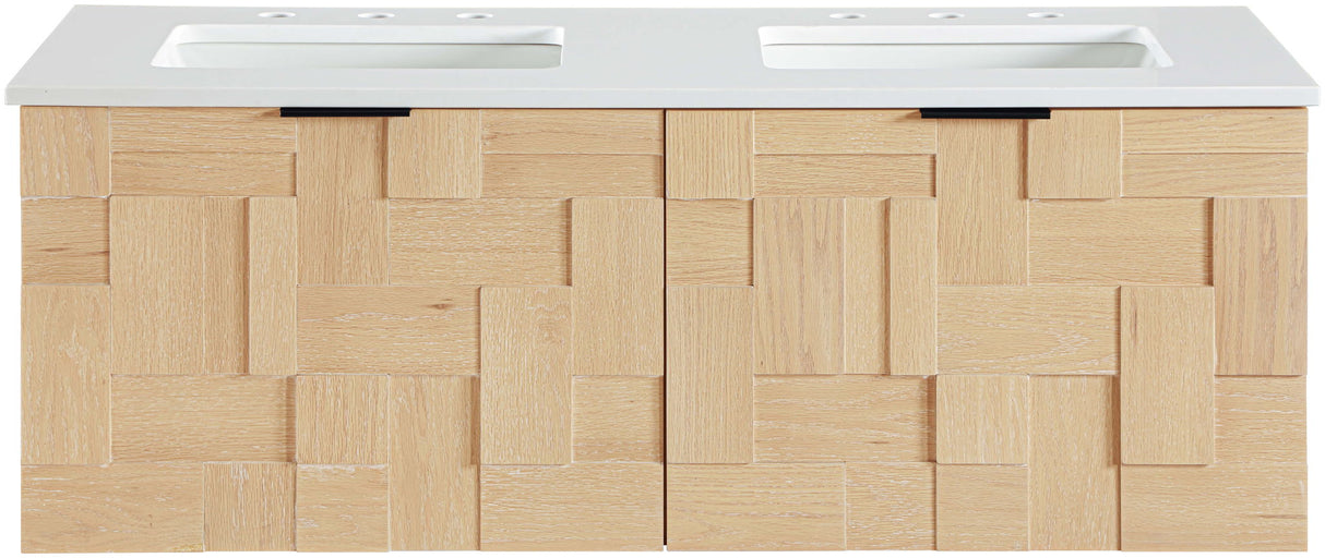 Leonardo - Engineered Stone And Solid Wood 24" Wall Mounted Bathroom Vanity