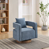 Swivel Accent Open Back Barrel Chair With Weathered Base