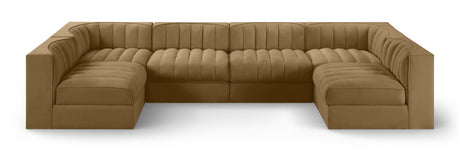 Rummi - Armless Velvet Performance Fabric Upholstered 6 Piece Modular Sectional