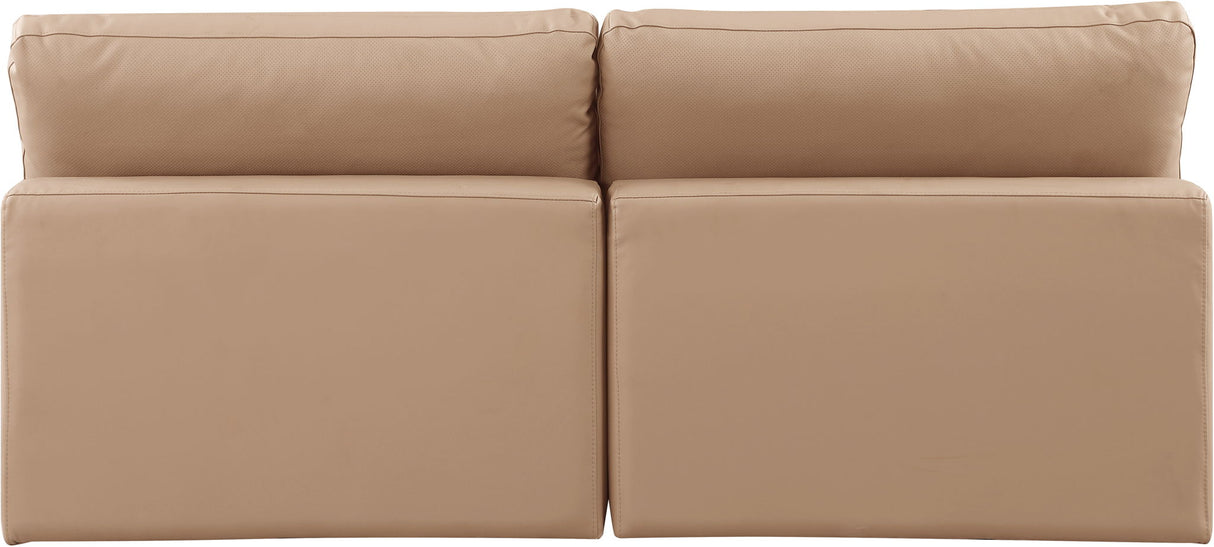 Comfy - Faux Leather Modular Armless Sofa 2 Pieces - Light Brown