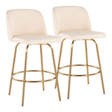 Toriano - Contemporary, Fixed Height Counter Stool With Swivel With Round Footrest (Set of 2)