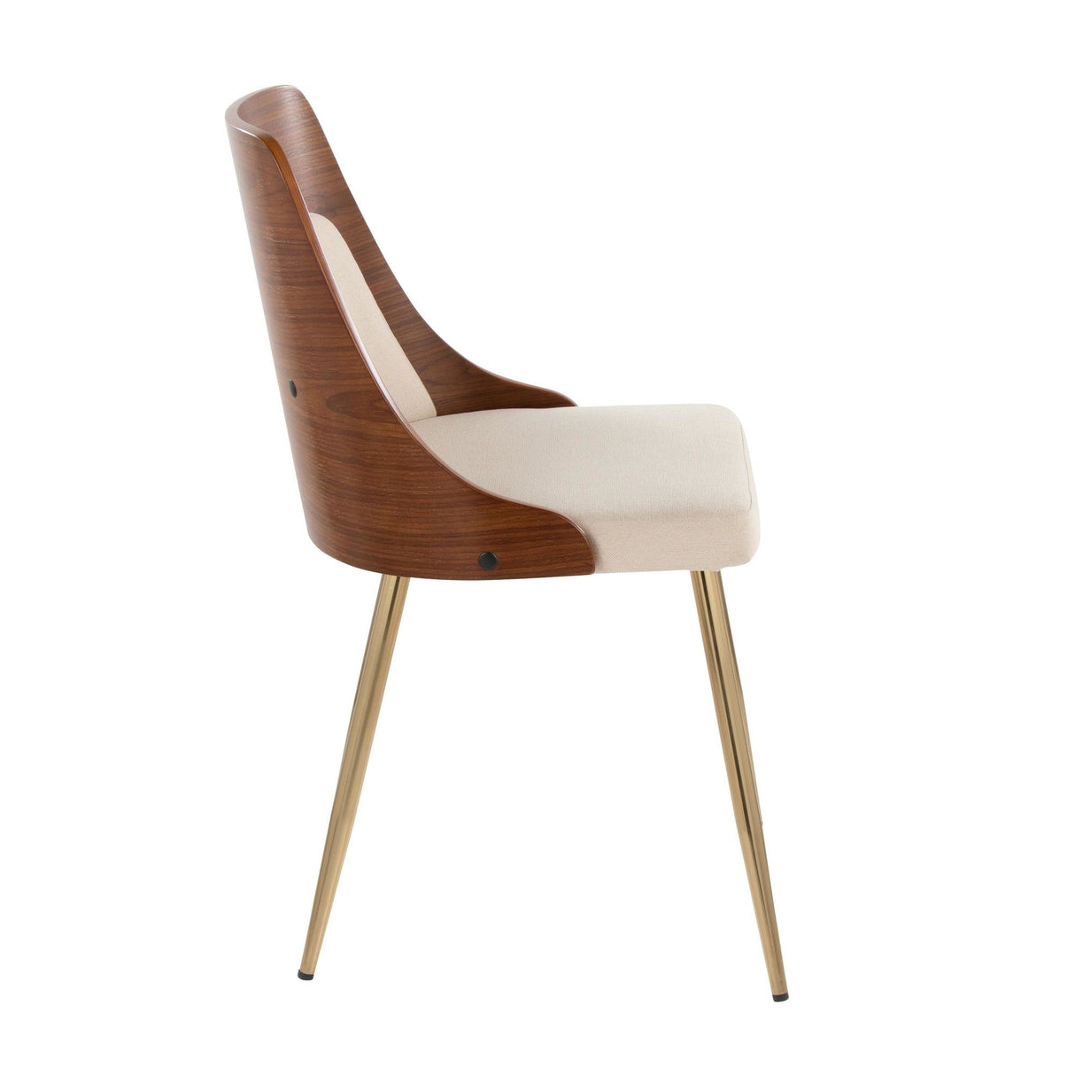 Anabelle - Dining / Accent Chair (Set of 2) - Gold Metal, Walnut Wood