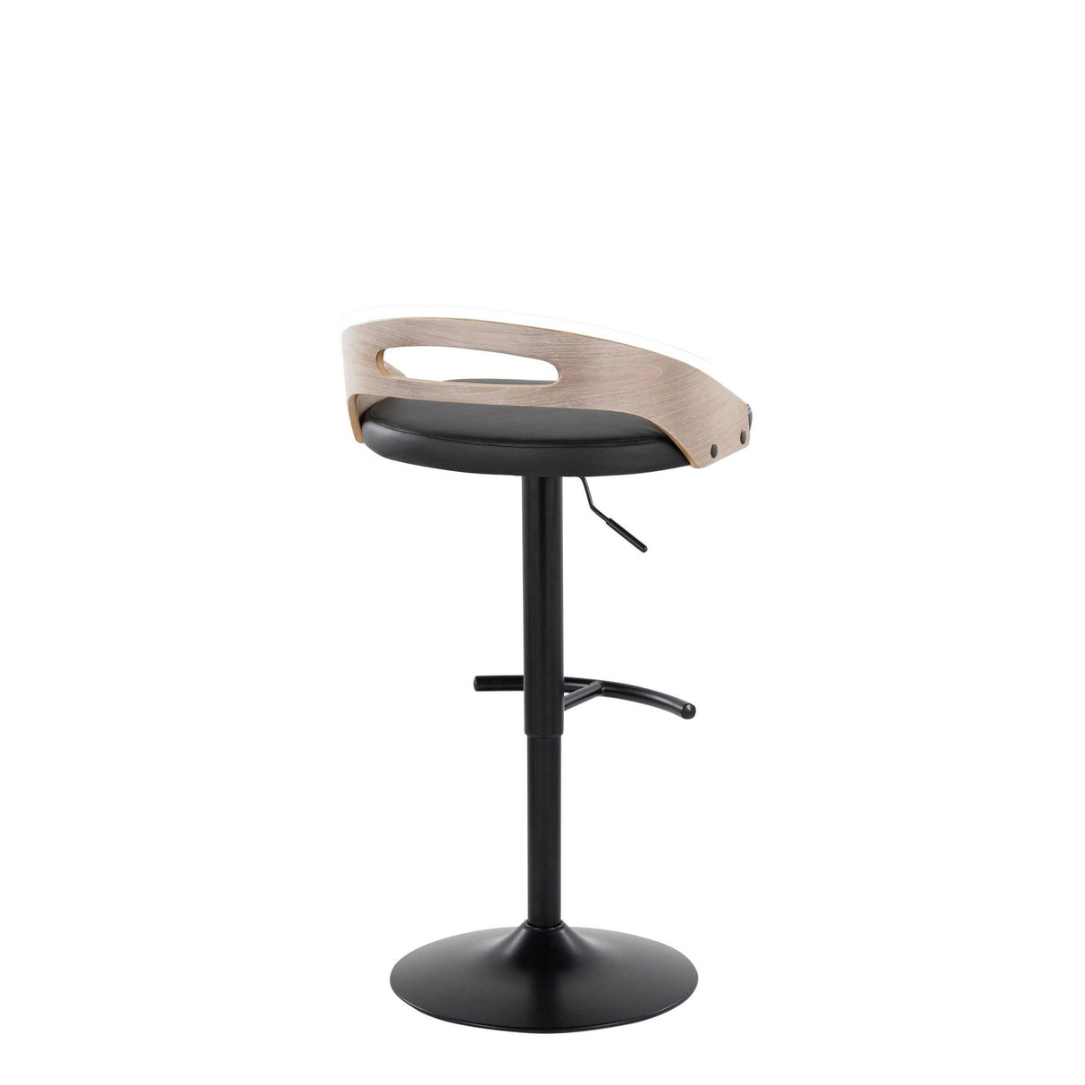 Cassis - Adjustable Swivel Barstool (Set of 2) - Black Metal Frame And Light Gray Wood