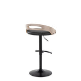 Cassis - Adjustable Swivel Barstool (Set of 2) - Black Metal Frame And Light Gray Wood