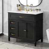 36" Bathroom Vanity With Sink, Freestanding Cabinet With Drawers, 2 Package - Black