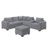 Contemporary L-Shaped Sectional Set With USB Console & Ottoman