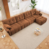Sofa Set With Ottoman And Pillows, Textured, High Resilience Cushions