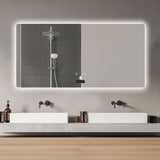 Frameless Bathroom Mirror With Light, LED Backlit, Tri Color Dimming, Anti Fog, Smart Sensor - Silver