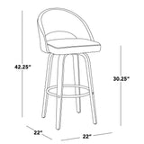 Renee - Upholstered Fixed-Height Barstool (Set of 2) - Walnut Wood, Chrome Metal