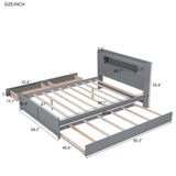 Storage Platform Bed With LED Lights, 2 Drawers And Trundle