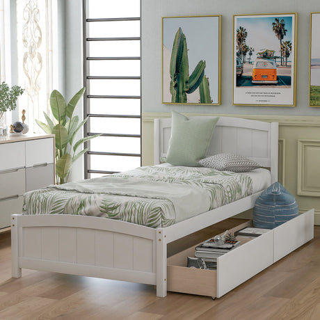 Platform Bed & Headboard, Footboard And Wood Slat Support