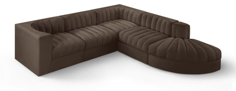 Rummi - Velvet Performance Fabric Upholstered 5 Piece Modular Sectional