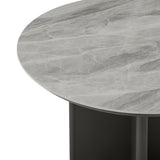 Ciela - Outdoor Round Sintered Stone Dining Table With Sculptural Cross Aluminum Base - Dark Bronze