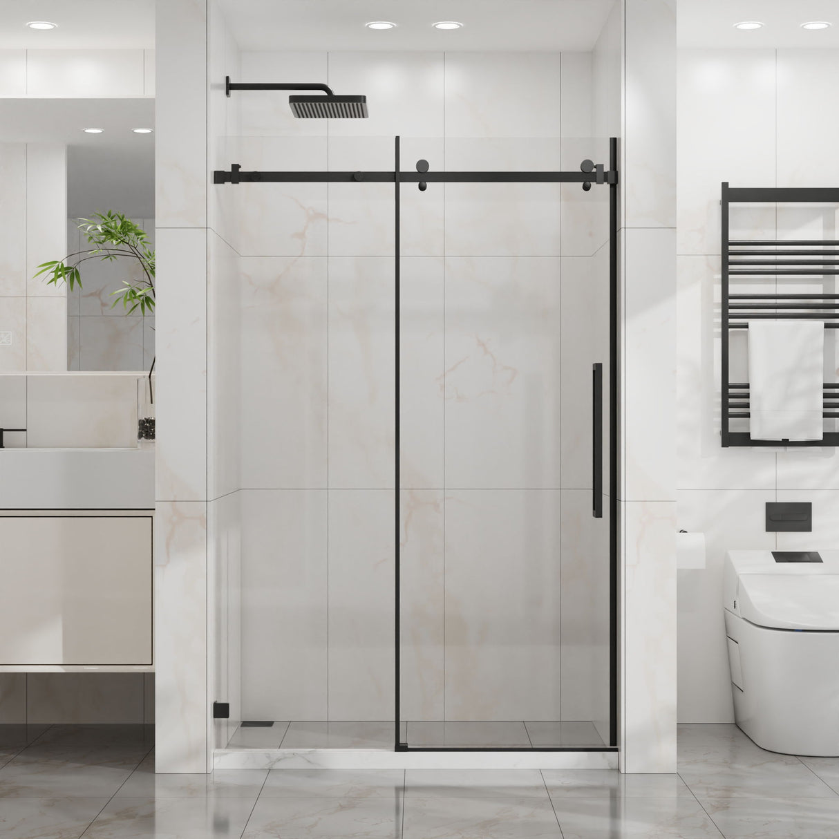 Frameless Tub Sliding Shower Door With Easy Clean Coating