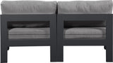 Nizuc - Outdoor Patio 2 Seat Armless Modular Sofa With Gray Frame