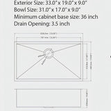 Undermount Kitchen Sink 16 Gauge Single Bowl Stainless Steel