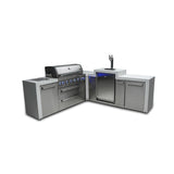 Mont Alpi Deluxe Series 8 Ft L-Shaped Propane Outdoor Kitchen Island w/ Side Burner & Kegerator - MAi805-D90KEG