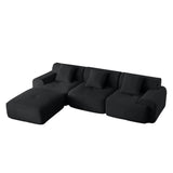 L Shaped Modular Sectional Sofa Corduroy And Movable Ottoman