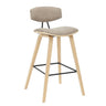 Fox - Bar Height Curved Back Wood Bar Stool With Faux Leather Seat