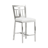 Celina - Counter Height Open Back Metal Barstool With Faux Leather Seat - White