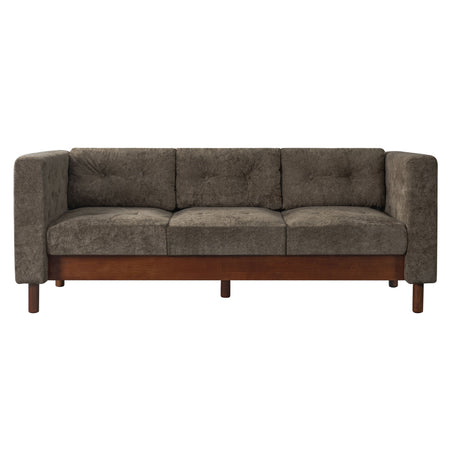 3 Seater Sofa With Square Arms, Tufted Pillow Back For Living Room