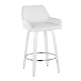 Cinch - Contemporary Fixed-Height Swivel Counter Stool (Set of 2) - White Wood And Round Footrest