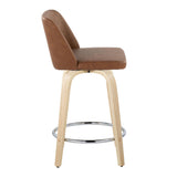 Tintori - Fixed-Height Swivel Counter Stool With Natural Wood Frame (Set of 2)