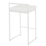 Fuji - 26" Stackable Counter Stool (Set of 3) - White Metal With White Velvet Cushion