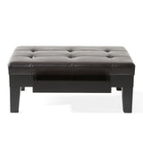 Chatham - Ottoman With Drawer Leather Storage Solution - Dark Coffee