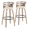 Cosini - Mid Century Modern Fixed Height, Barstool & Swivel And Round Footrest (Set of 2)