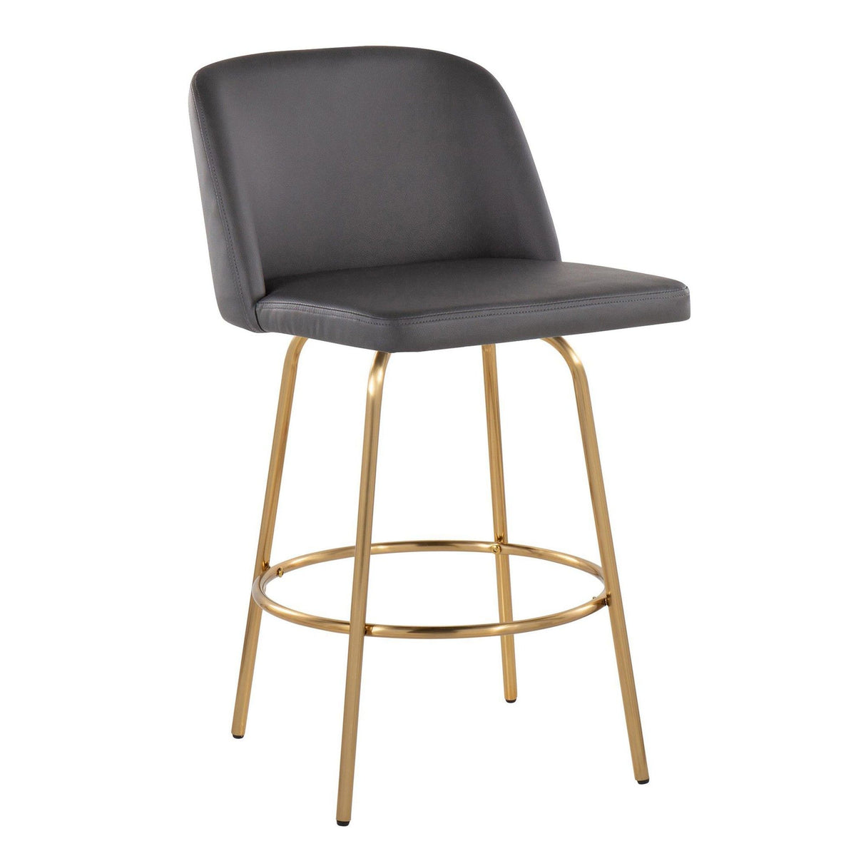 Toriano - 26" Fixed-Height Counter Stool (Set of 2) - Dark Gray And Gold