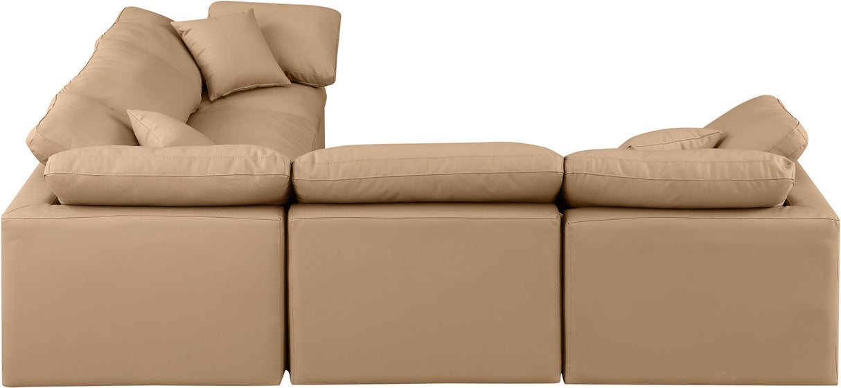Indulge - Faux Leather 5 Piece Modular Corner Sectional - Tan