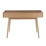 Pebble - Double Desk - Natural Wood With White Wood Drawers