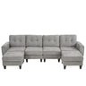 Modular Sectional Sofa With Movable Ottomans, USB Ports & Side Tables