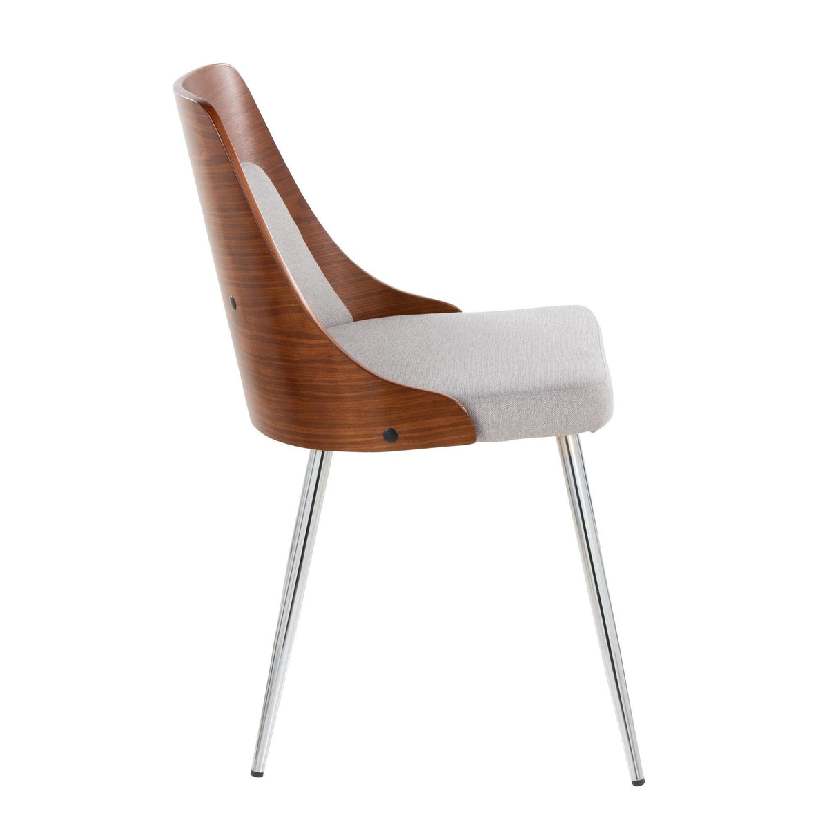 Anabelle - Dining / Accent Chair (Set of 2) - Chrome Metal, Walnut Wood