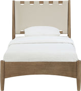 Santos - Vegan Leather Headboard And Wood Bed - Waxed Brown Frame