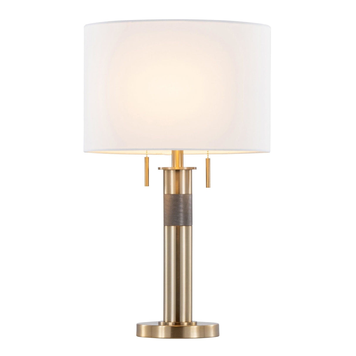 Trophy - Glam Table Lamp - Gold Metal And White Linen Shade