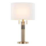 Trophy - Glam Table Lamp - Gold Metal And White Linen Shade