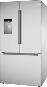 Bosch B36FD10ENS French door refrigerator, right angled view