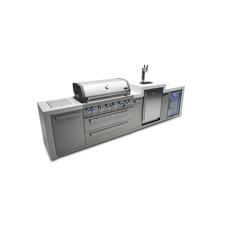 Mont Alpi Deluxe Series 12 Ft Propane Outdoor Kitchen Island w/ Side Burner, Fridge, & Kegerator - MAi805-DKEGFC