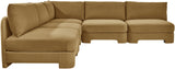 Hammond - Velvet Performance Fabric Upholstered 5 Piece Armless Sectional