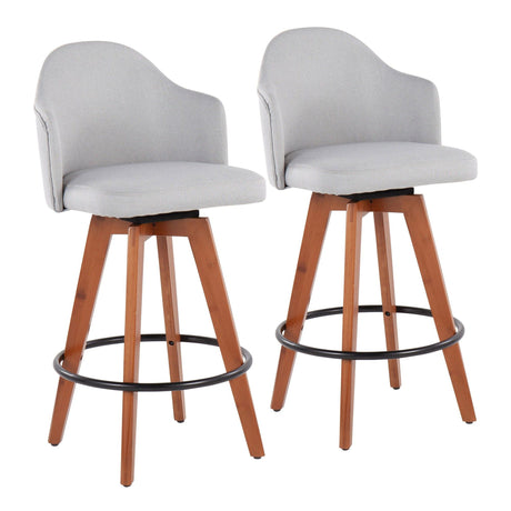 Ahoy - Contemporary Fixed-Height Counter Stool With Walnut Bamboo Frame (Set of 2)