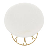 Jasmine - Vanity Stool - Gold Metal And White Plush Fabric - 18"