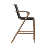 Brielle - Outdoor Light Eucalyptus Wood And Charcoal Rope Bar Height Stool Set