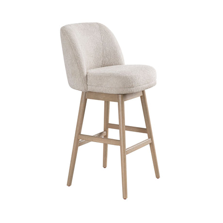 Sadie - Solid Wood Upholstered 30" Bar Height Swivel Barstool