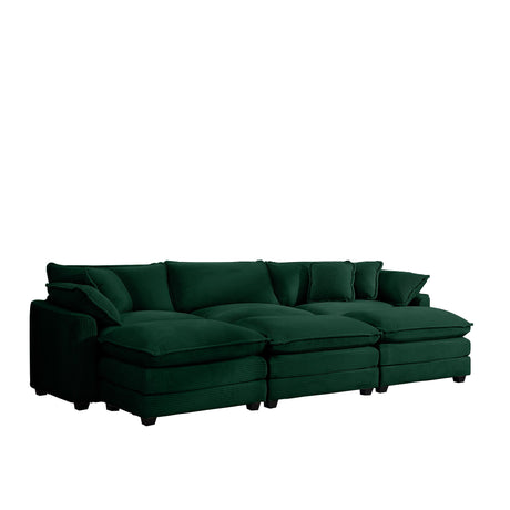 Modern Oversized Modular Cushion Sofa With Ottoman, Low Back, Deep Seating Sofa Set