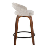Grotto - 31" Upholstered Fixed-Height Counter Stool (Set of 2) - Walnut Wood Base
